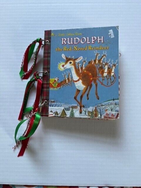 Junk Journal Handmade Rudolph the Red Nose Reindeer Little Golden Book Vintage