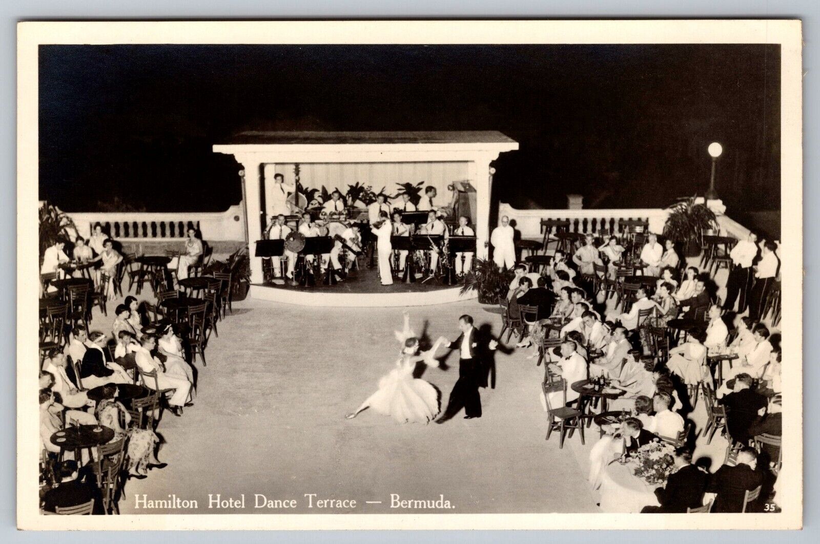 Hamilton Hotel Dance Terrace. Bermuda Real Photo Postcard. RPPC