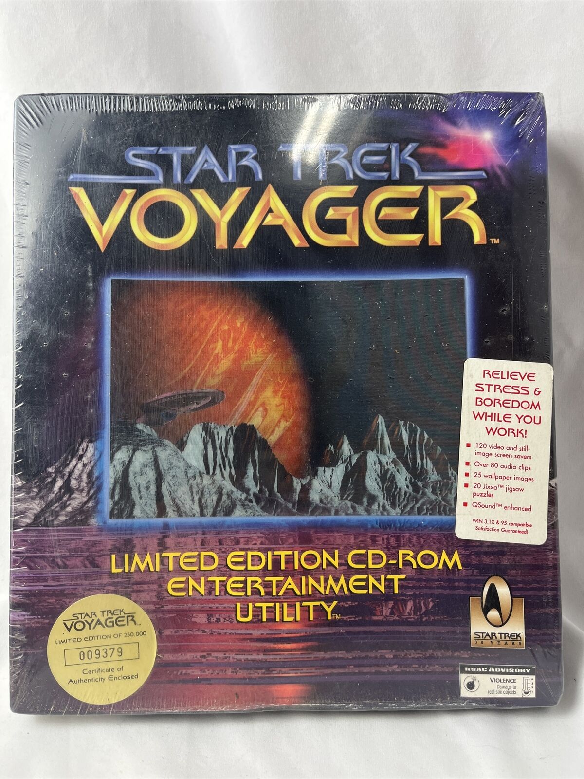 New Sealed Vintage 1996 Star Trek Voyager Limited Edition CD-Rom Game PC Big Box