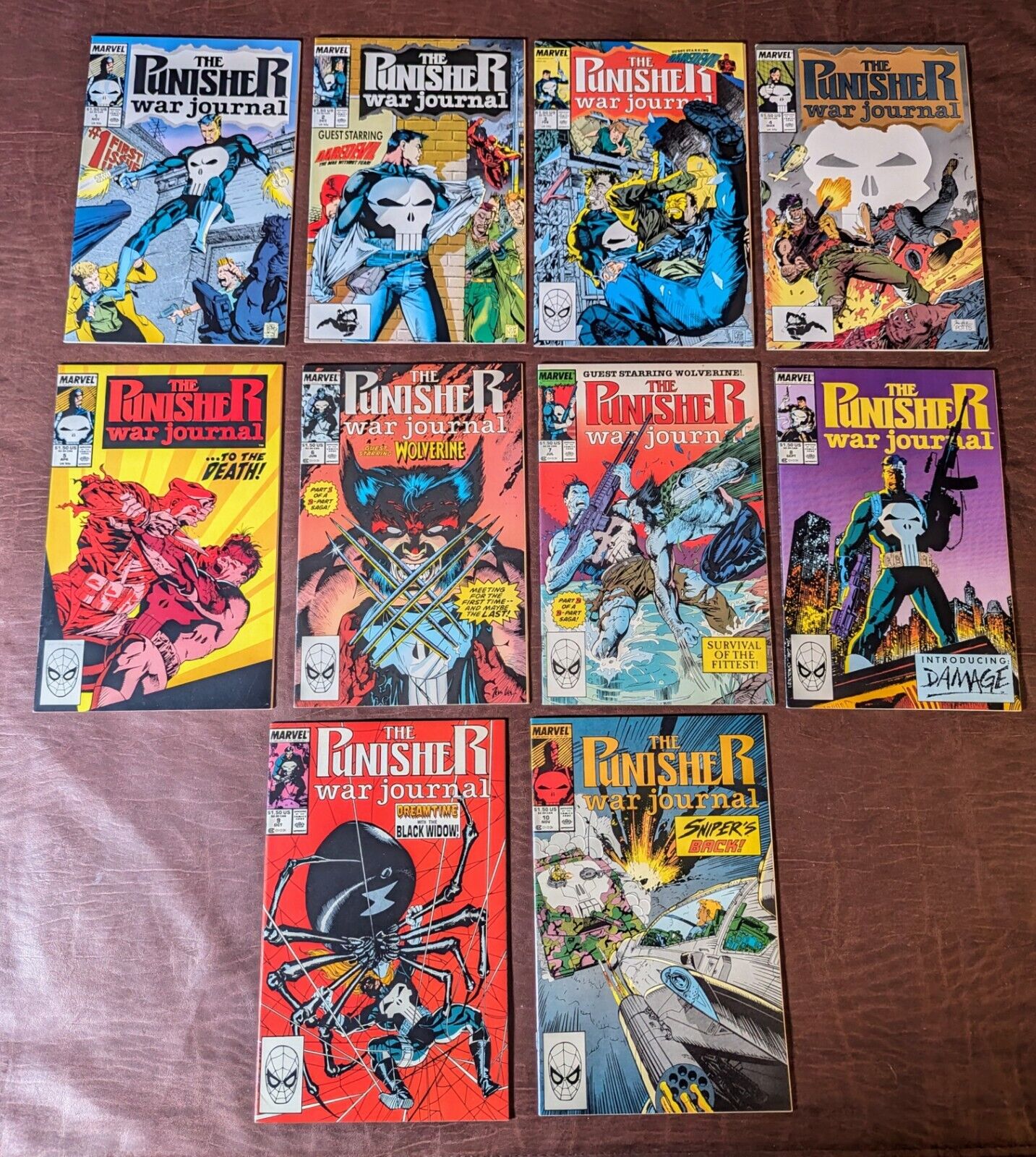 Punisher War Journal #1-10 (Marvel 1988-89), VF-NM, 1st Wolverine Encounter