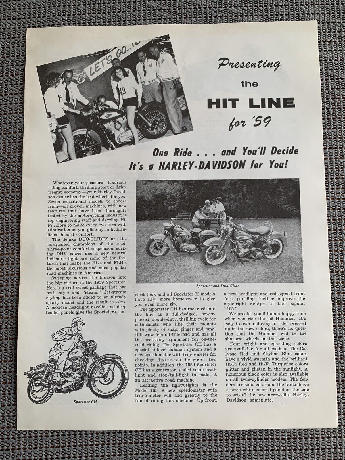 Harley Davidson 1960s Advertisement (1959-1964 Motorcycle Ad Booklets.  NM