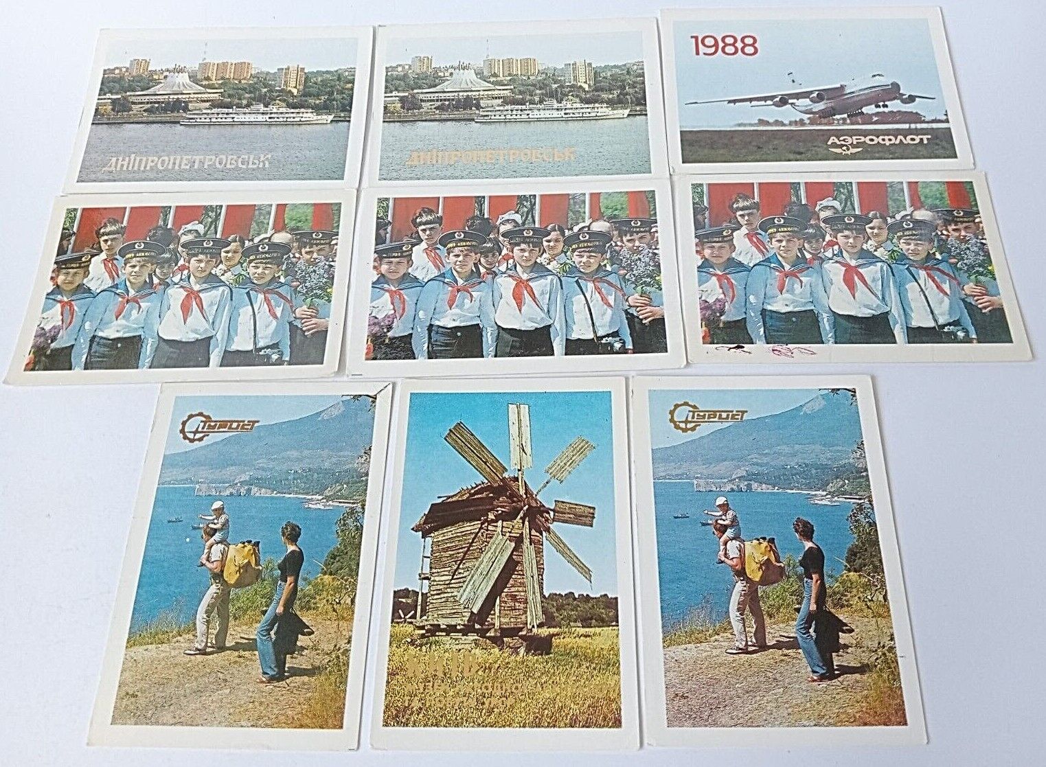 Soviet calendar Pioneers Communism Propaganda 1988 Aeroflot Dnepropetrovsk Rare