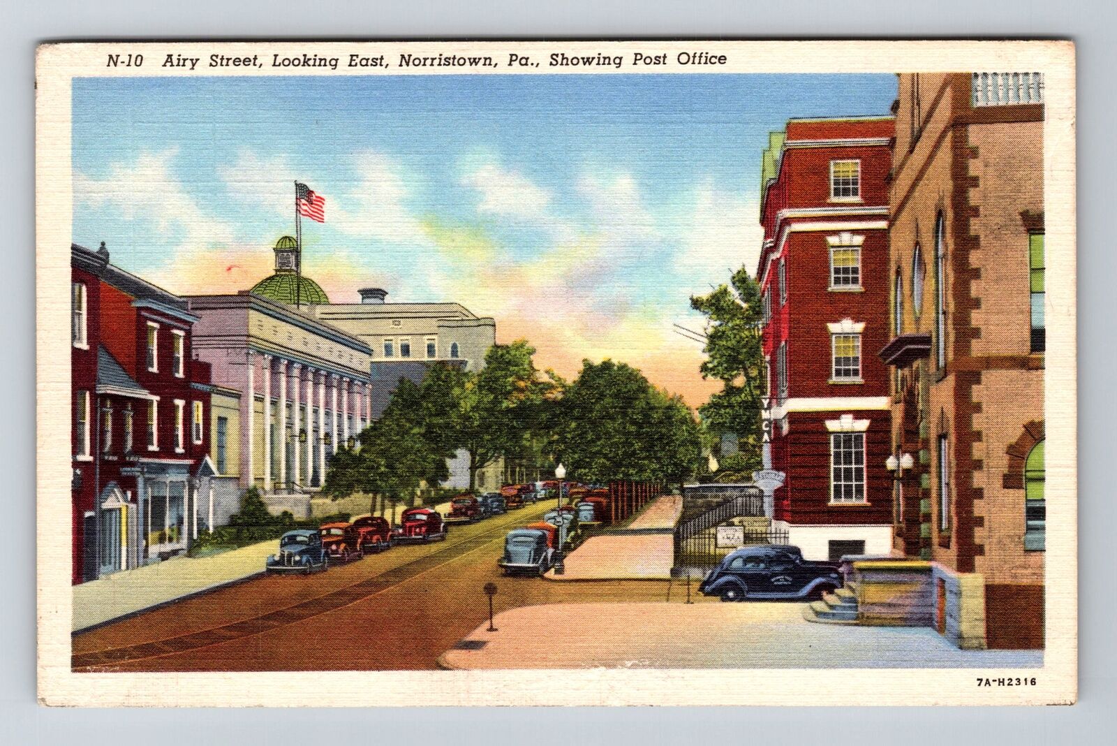 Norristown PA-Pennsylvania, Airy Street, Post Office Vintage Souvenir Postcard