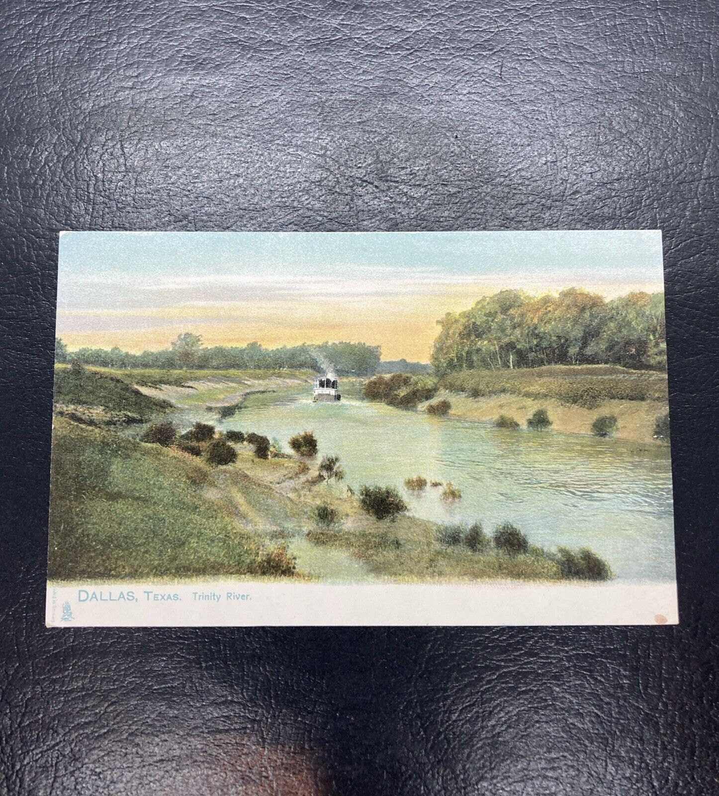 1906 Boat on Trinity River Dallas TX post card Tuck Unposted