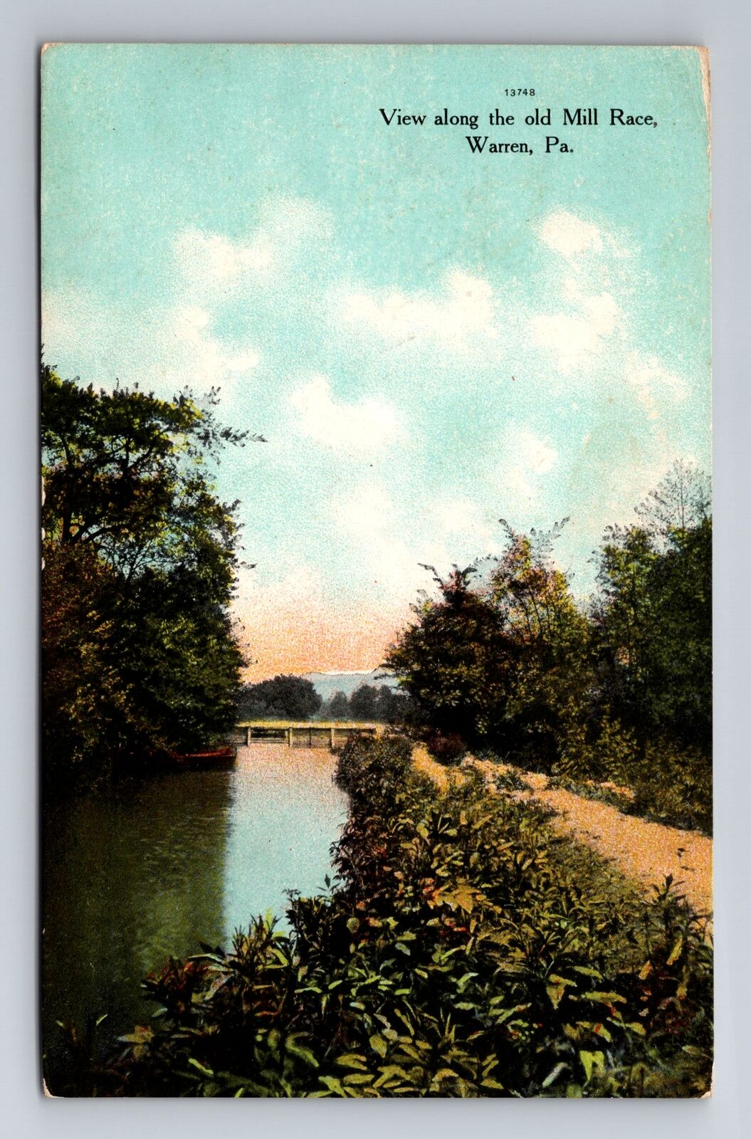 Warren PA-Pennsylvania, View along the Old Mill Race, Antique Vintage Postcard