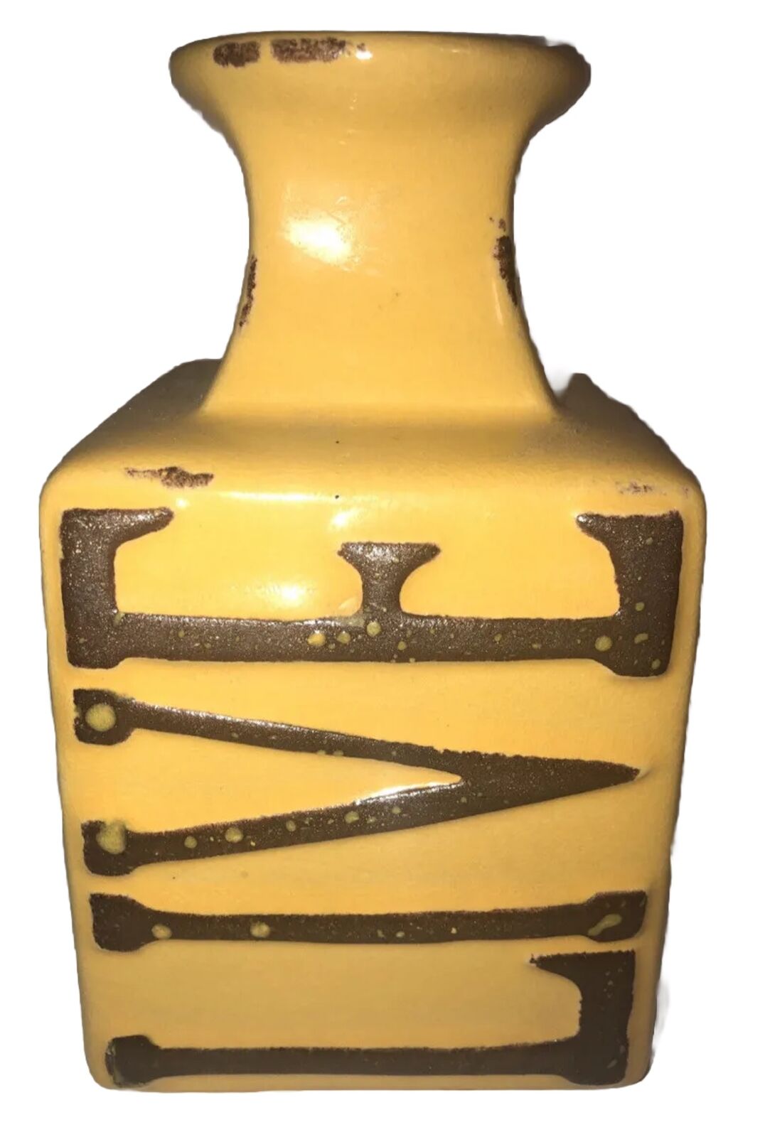 VINTAGE HOSLEY POTTERY MUSTARD Yellow Decorative Vase “Live”
