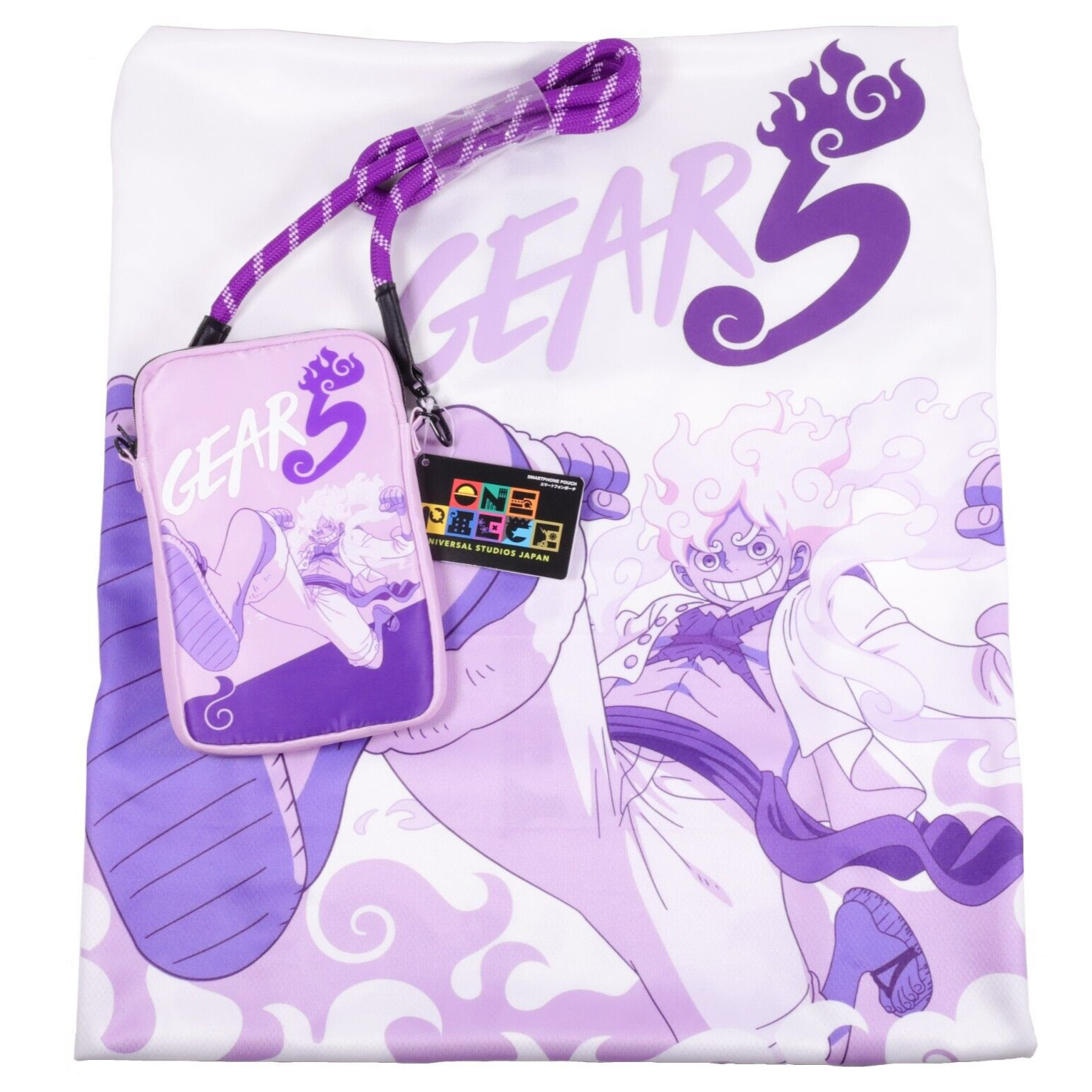 USJ One Piece Luffy Gear 5 T-shirt & Smartphone Poach set 2024 Limited Edition
