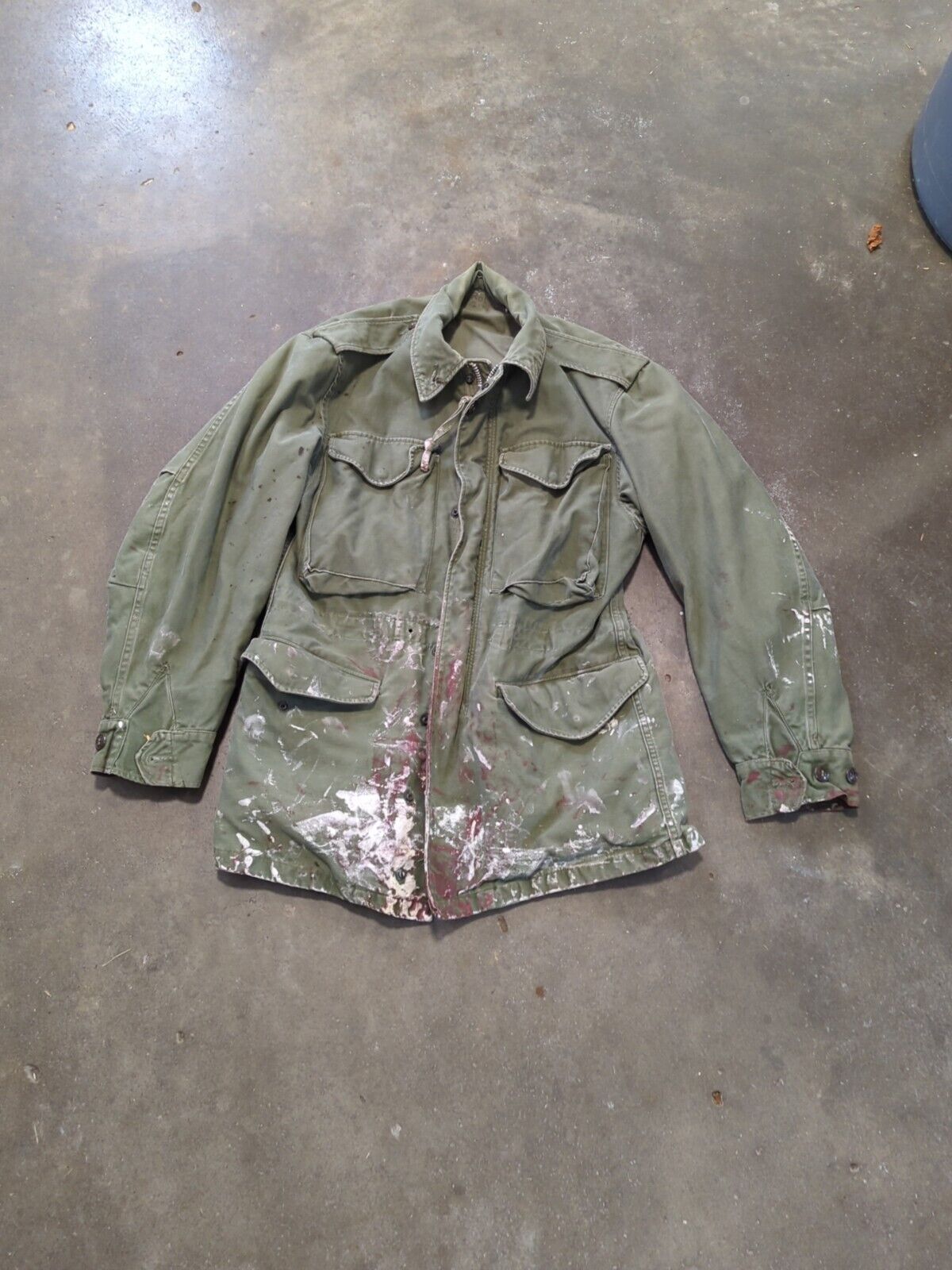 VINTAGE US Army Field Coat Medium Military Jacket Distressed Talon K20