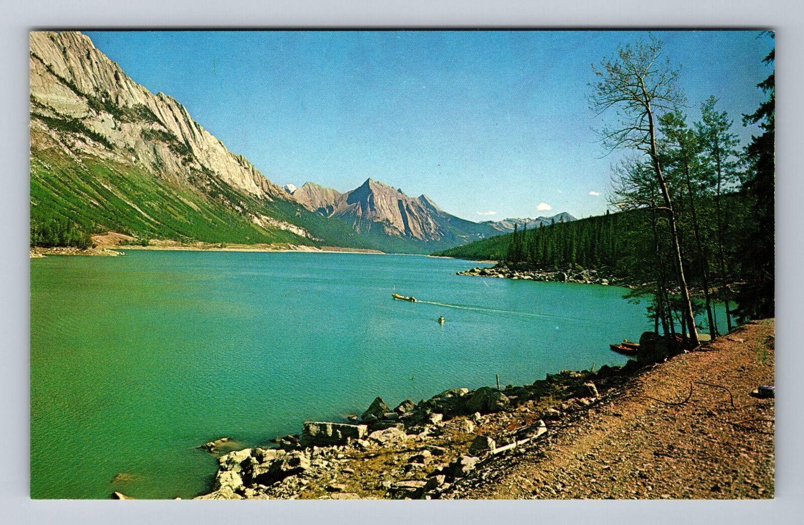 Jasper-Alberta, Medicine Lake, Jasper Natl Park, Vintage Postcard