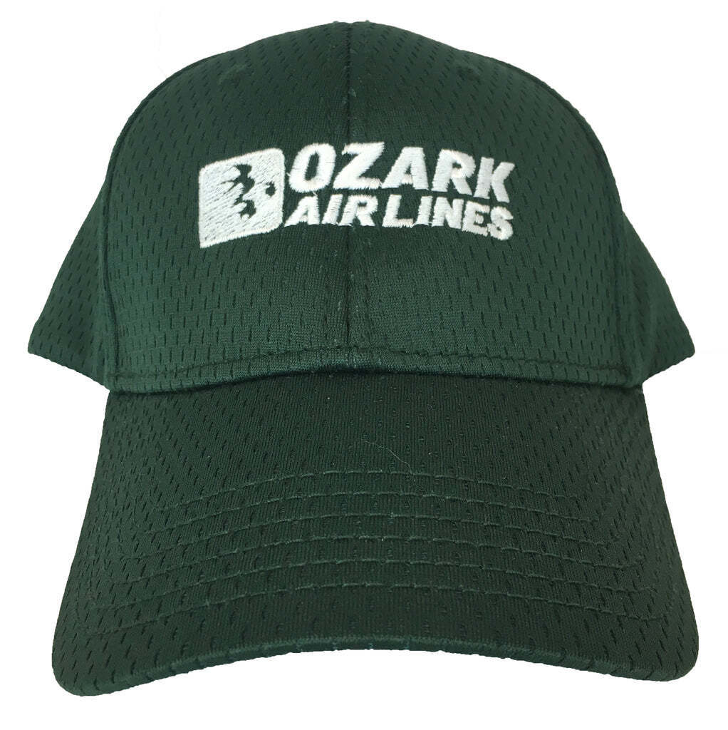 Ozark Airlines Green Embroidered Logo Adjustable Mesh Baseball Golf Cap Hat New