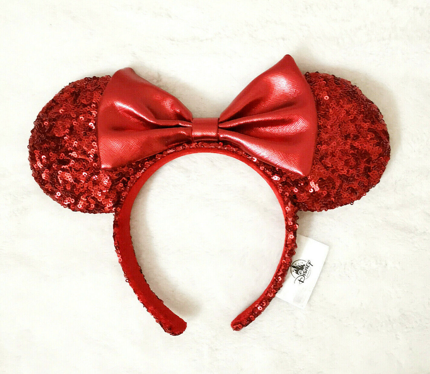 Disney Parks REDD Pirate Red Sequins Minnie Mouse Ears Bow Headband - NEW