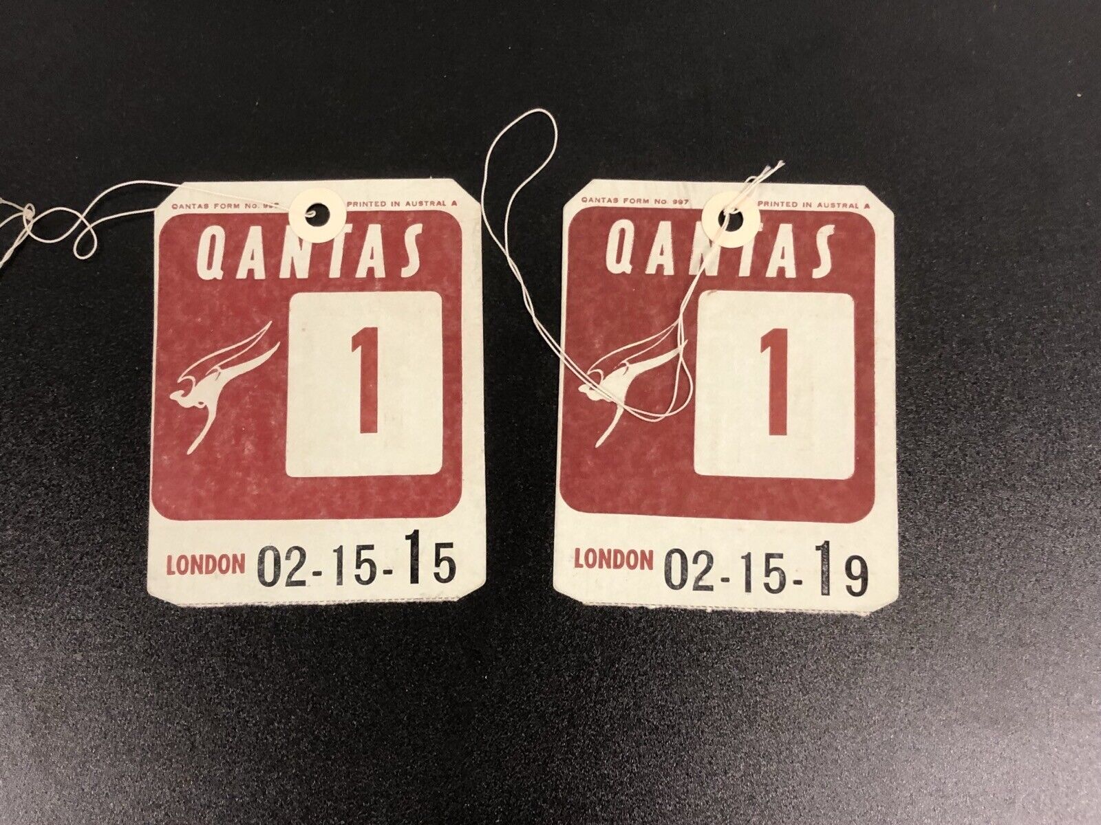 2x Qantas Baggage/Luggage Tags/Labels From The 1970s (North America Route)