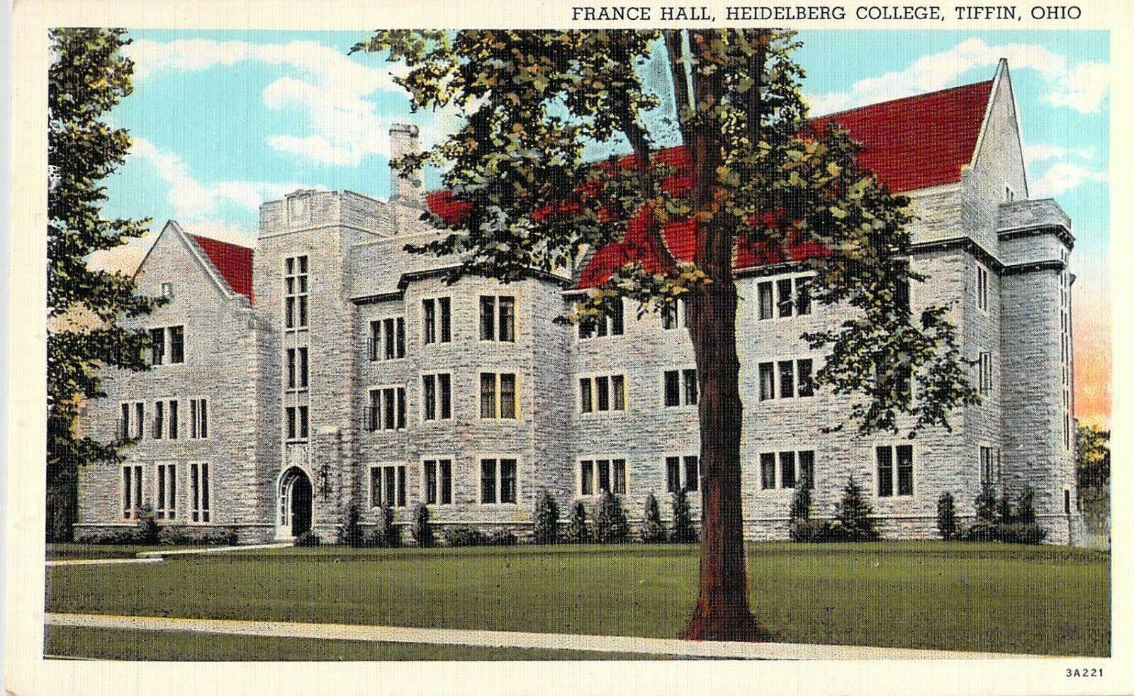 France Hall,Heidelberg College,Tiffin Ohio Sep 4 1941 postmark New Kensington Pa