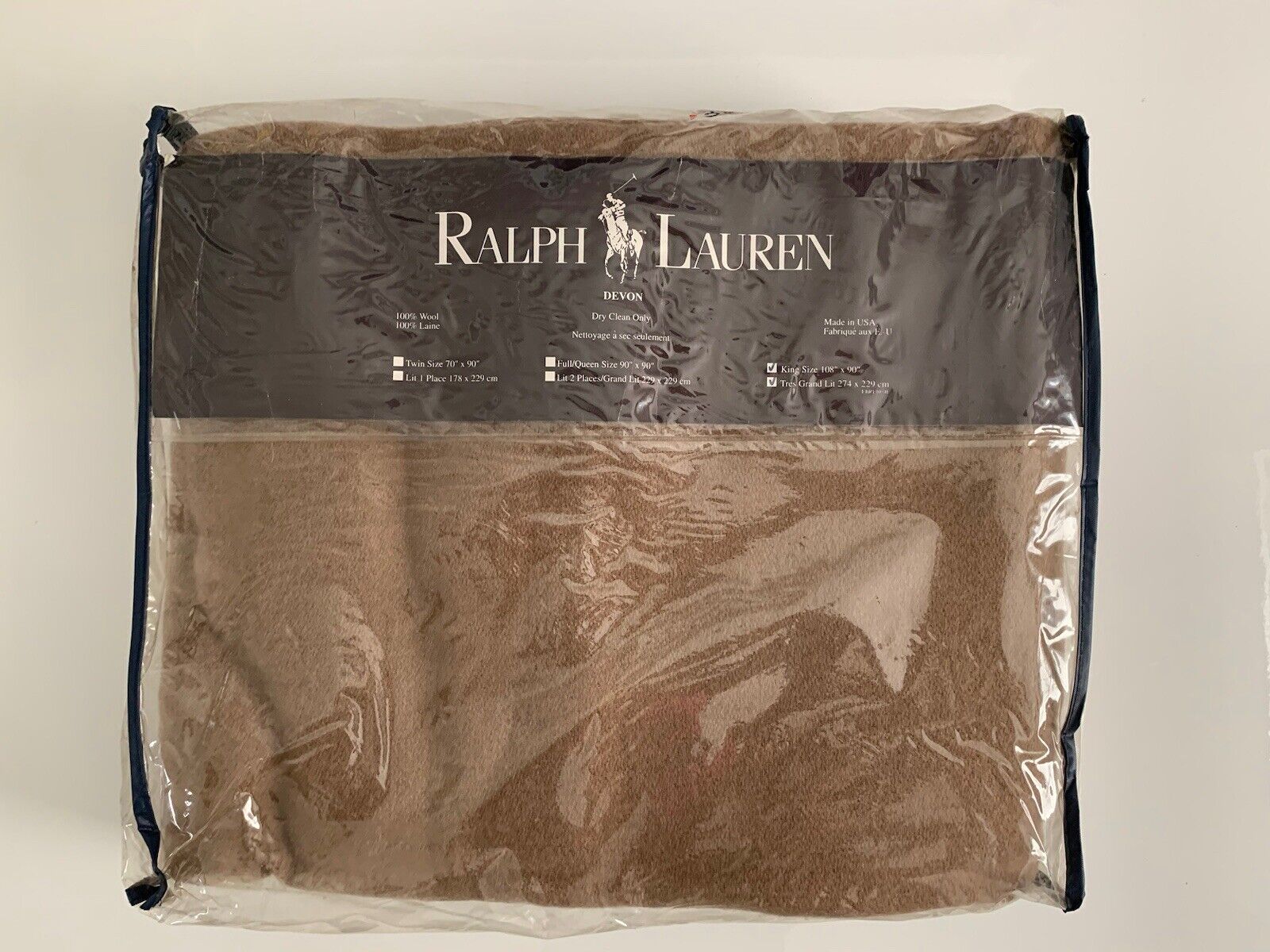 New RARE Ralph Lauren Wool BLANKET Full/Queen Devon