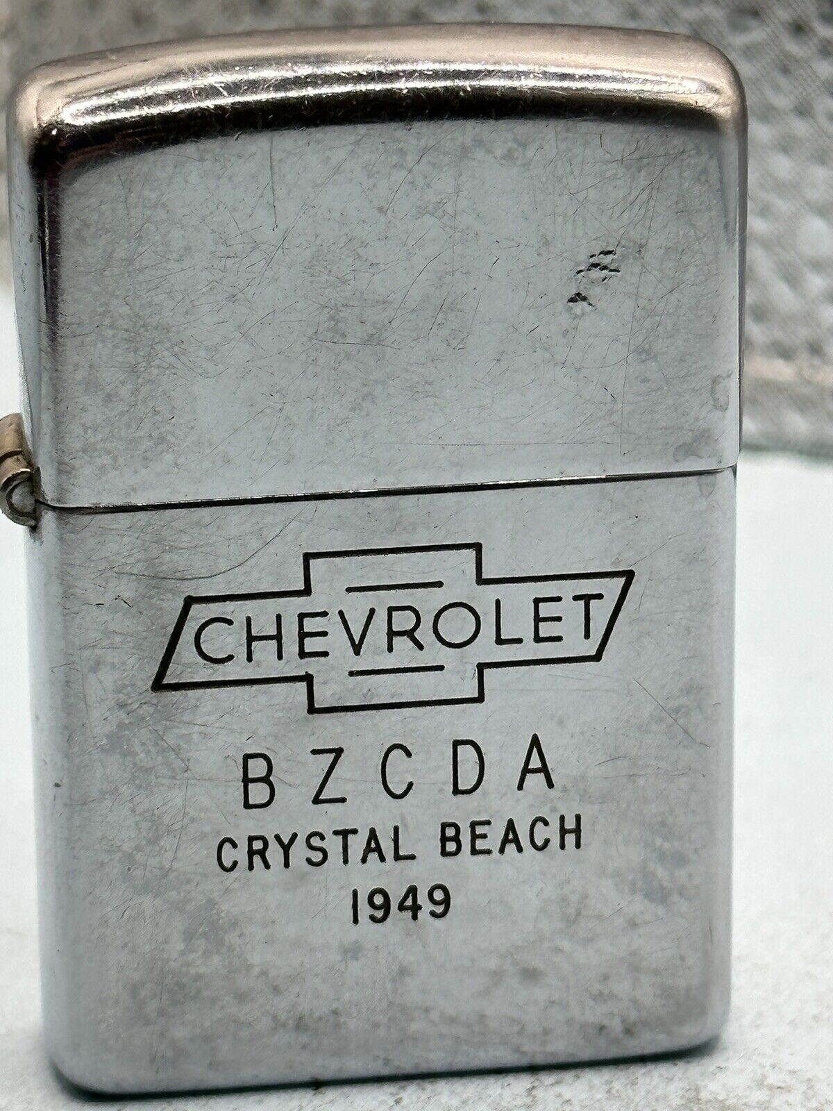 Vintage 1937-1950 Chevrolet 3 Barrel Hinge HP Chrome Zippo Lighter