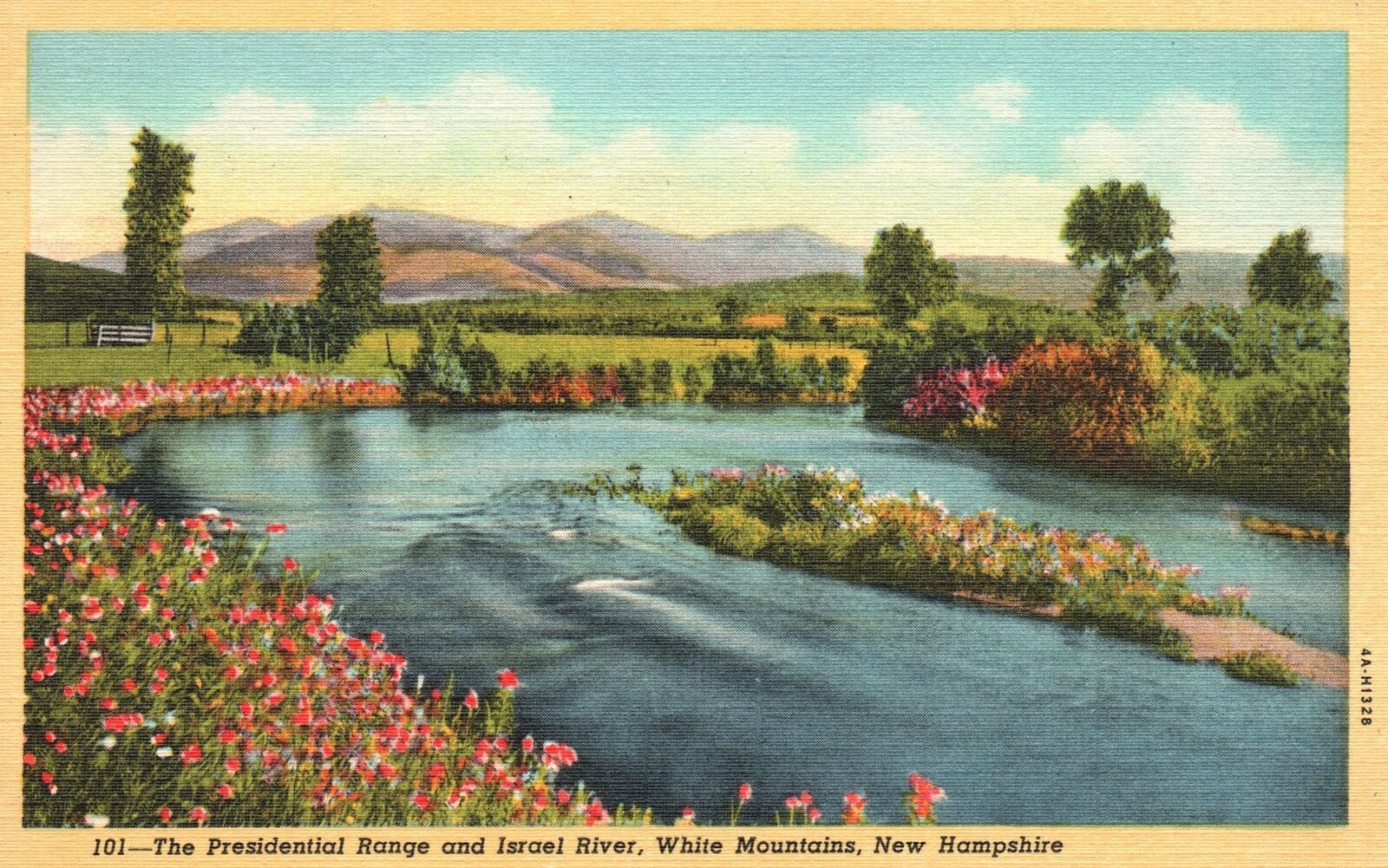 Vintage Postcard 1930\'s The Presidential Range & Israel River White Mountains NH