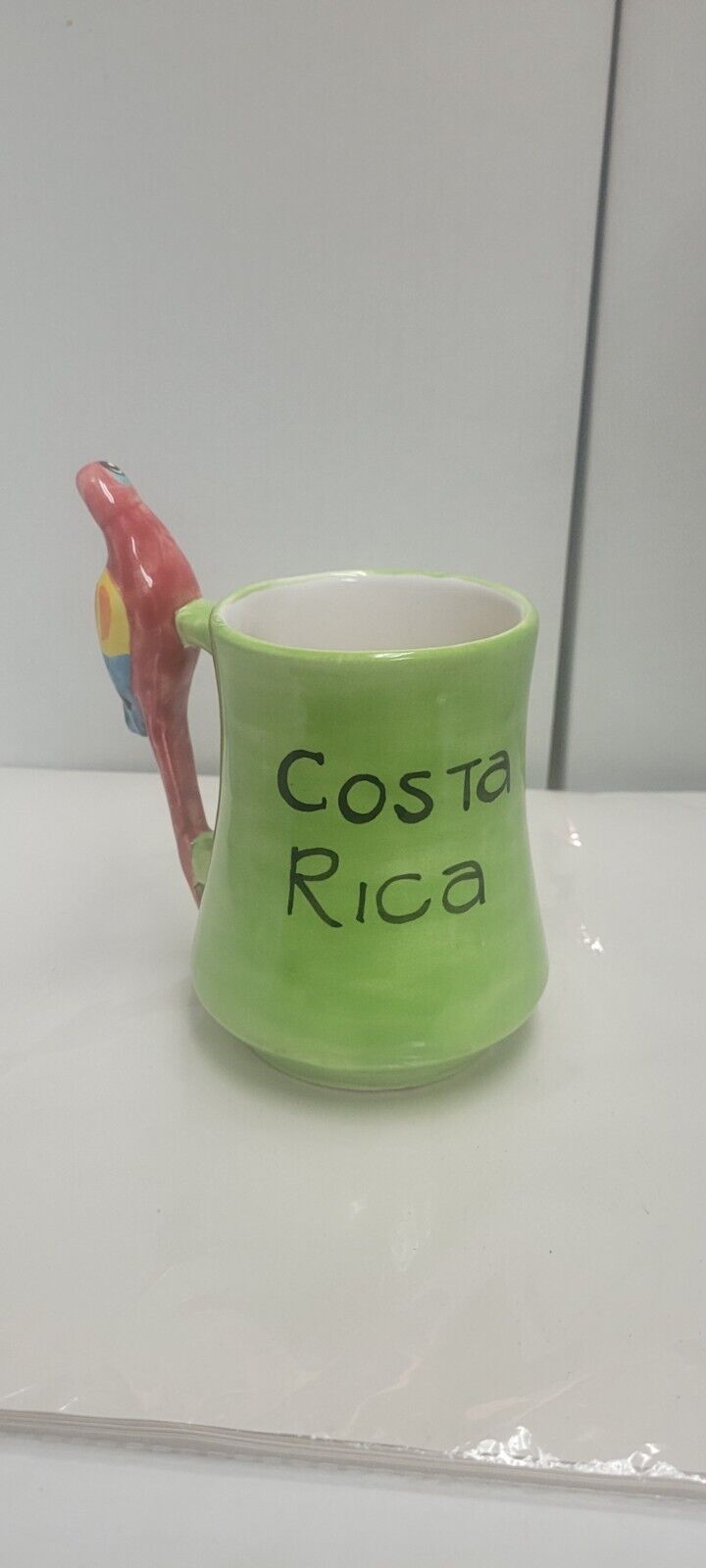 Colorful Large Costa Rica  Coffee/tea/beverage Mug With Parrot Handle