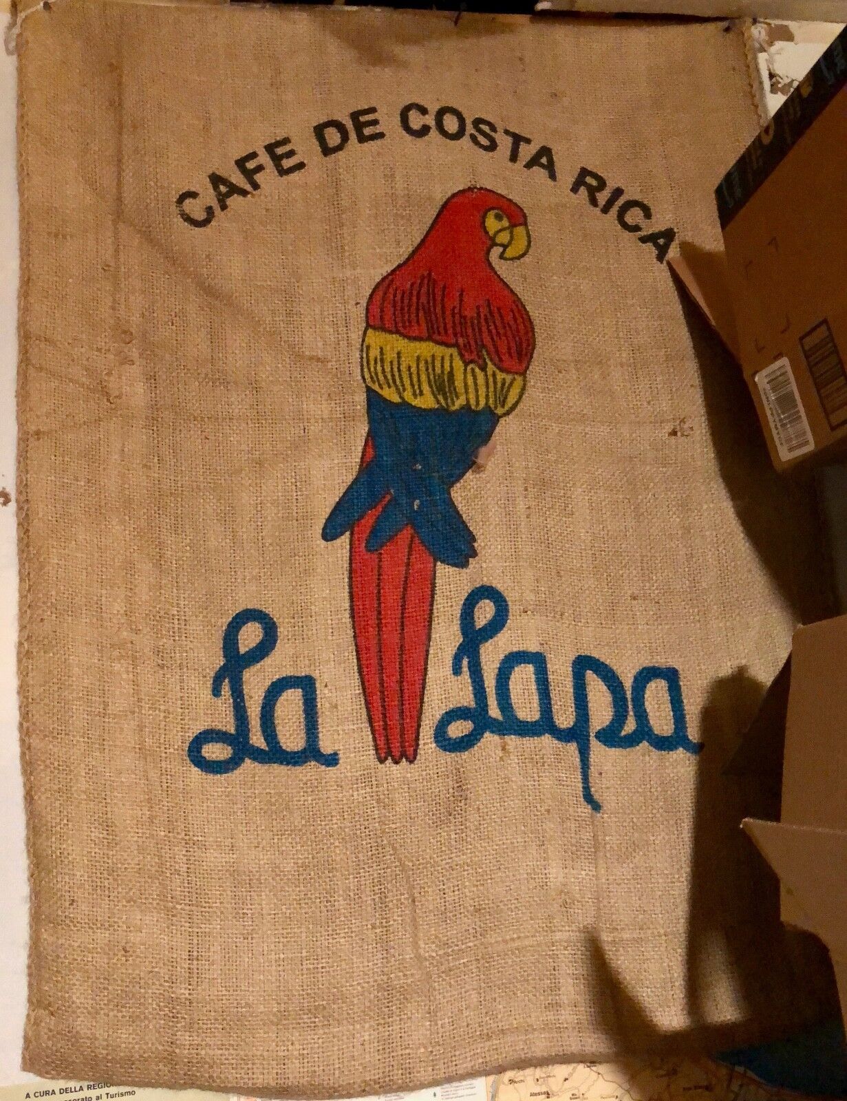 LA LAPA COSTA RICA COFFEE SACK JUTE BURLAP CAFE BAG  COLOURFUL