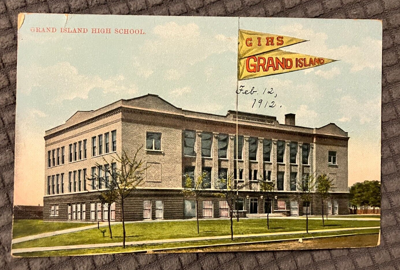 Antique Postcard - Grand Island High School Nebraska from 1912 - Made in Germany