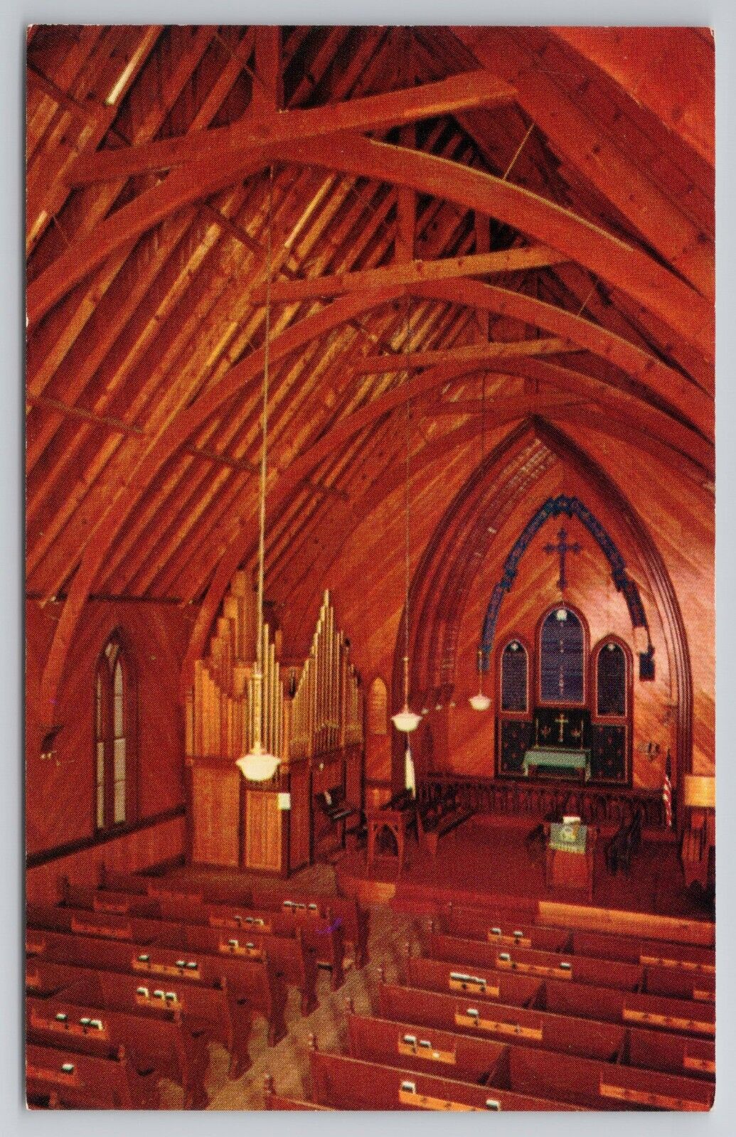 Postcard Interior Of Historical St Paul's Episcopal Church Virginia City Nevada