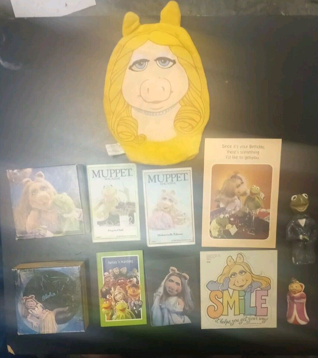 Vintage Lot Of 11 Jim Henson Muppets Miss Piggy Kermit Stickers Puzzles Card Etc