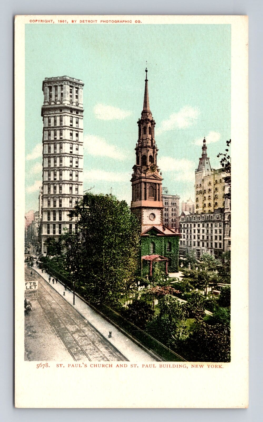 New York City NY, St. Paul's Church & St. Paul Building, Vintage c1905 Postcard