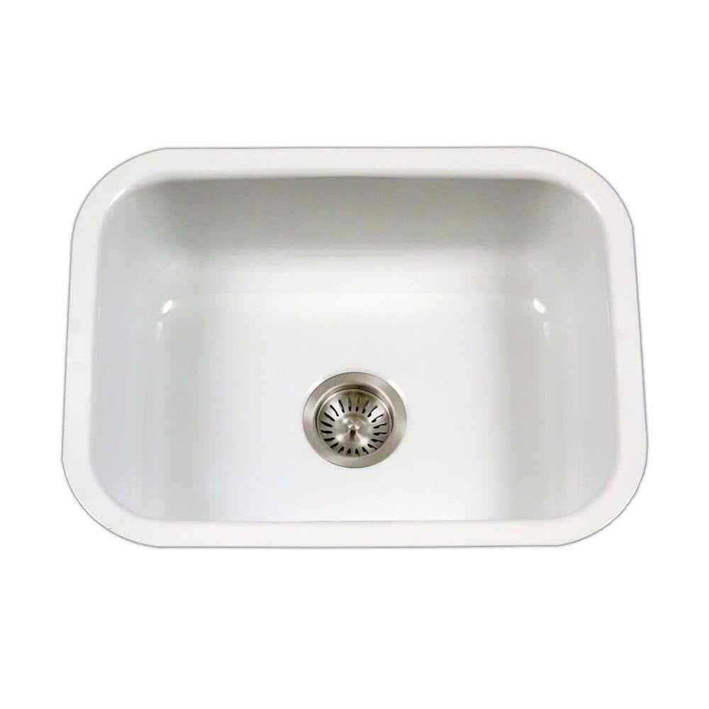 Porcela Series Undermount Porcelain Enamel Steel 23 in. Single Bowl Kitchen Sink