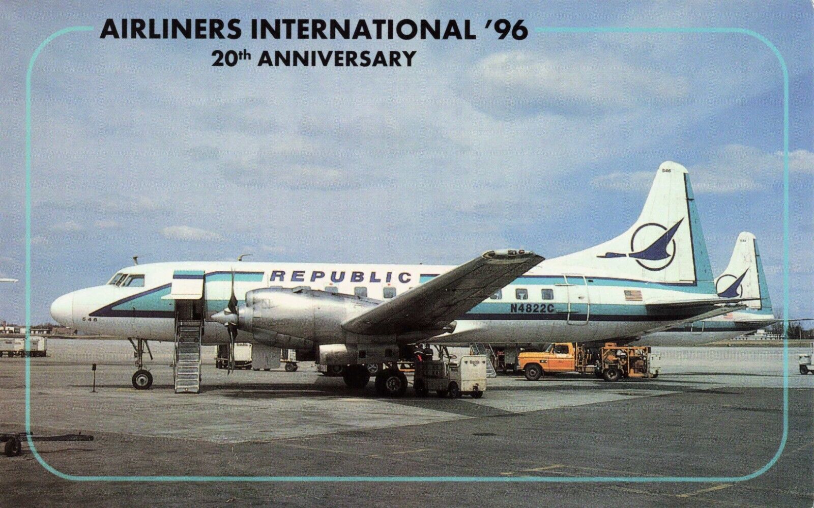 Republic Airlines Convair CV-580  airplane postcard PC 2.22