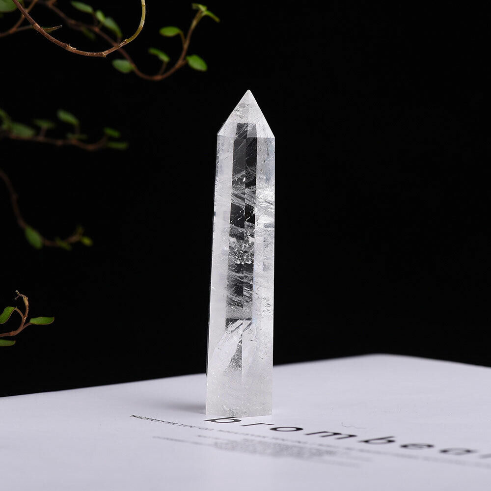 9-10cm Hexagonal Clear Quartz Crystal Point Natural Wand Specimen Reiki Gemstone