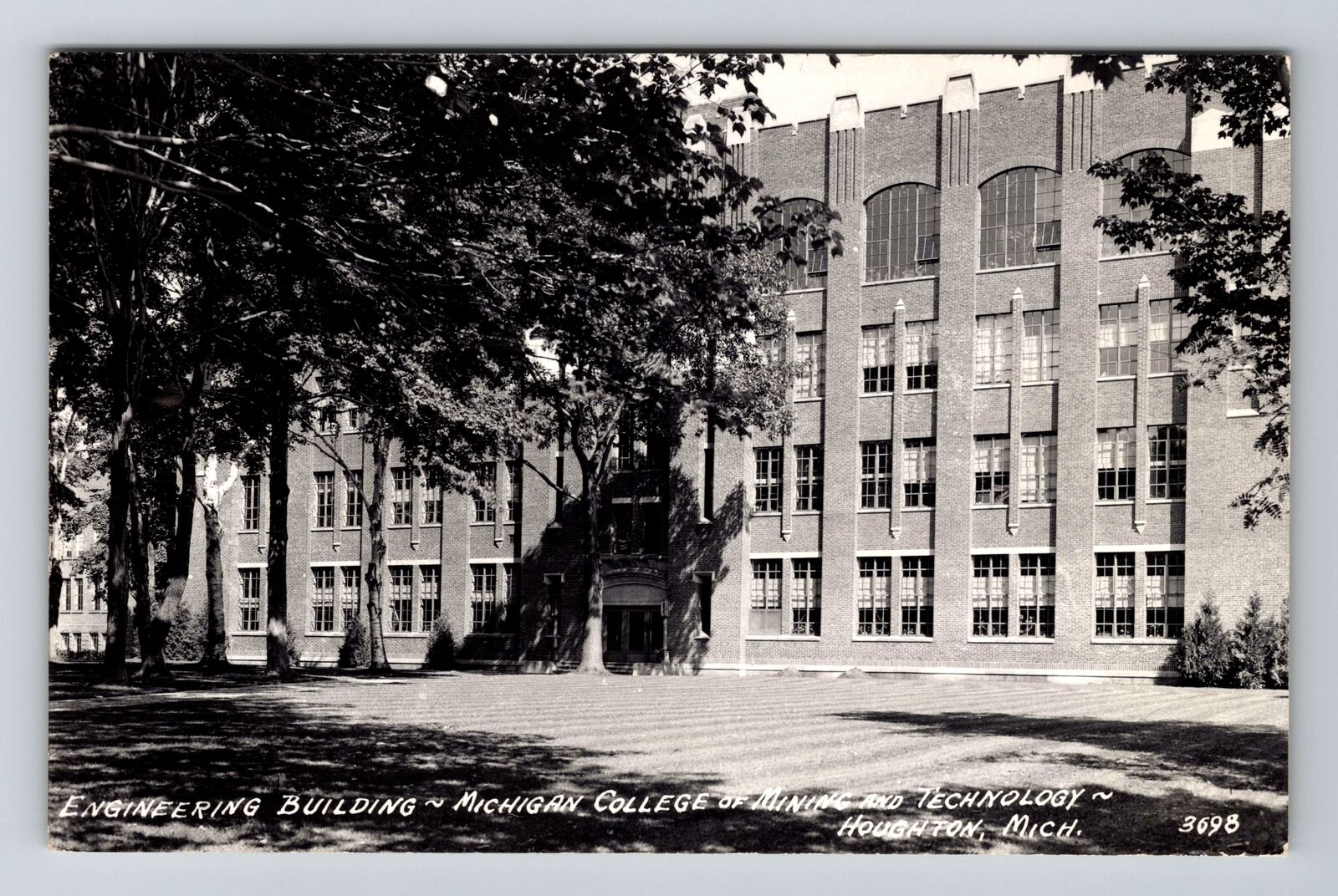 Houghton MI RPPC Engineering Building at Michigan College Mines Vintage Postcard