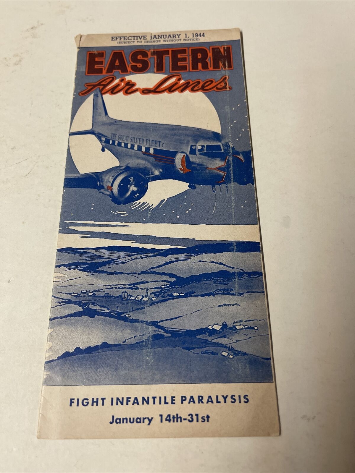 Eastern WWII January 1944 AIRLINE TIMETABLE SCHEDULE Brochure flight Map