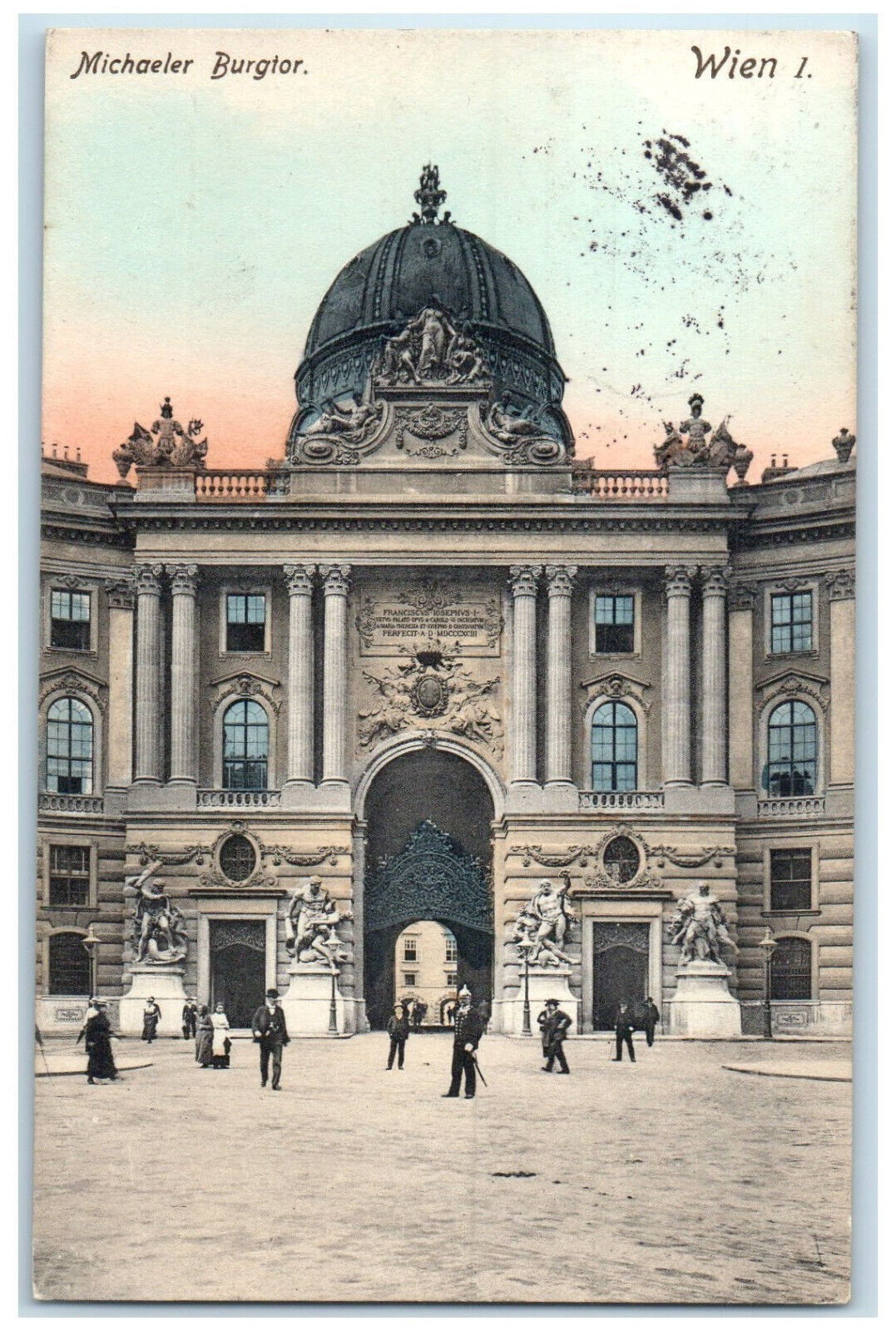1913 Front View Michaeler Burgtor Vienna Austria 1 Posted Antique Postcard