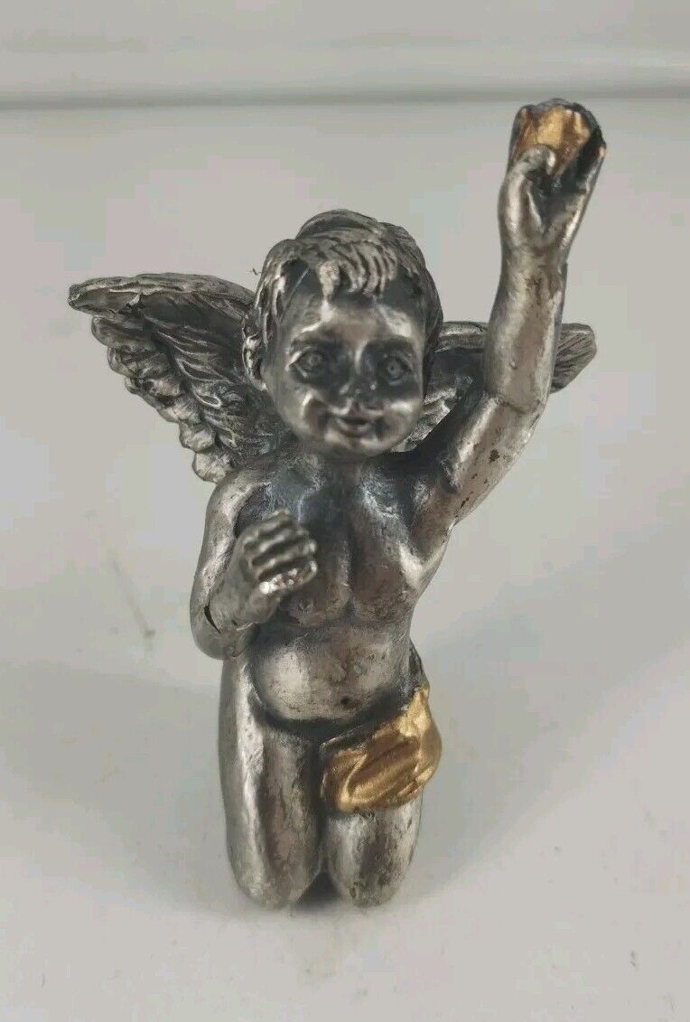 Vintage Cherub Figurine Angel Kneeling Praying Solid 3