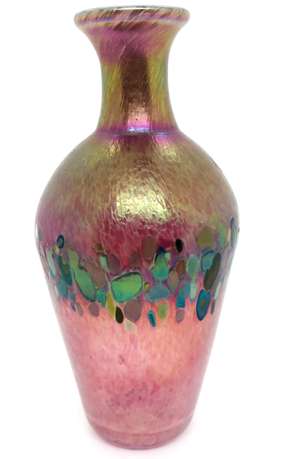 BEAUTIFUL Iridescent ART Glass VASE by James Norton Calgary Artist Signed MINT