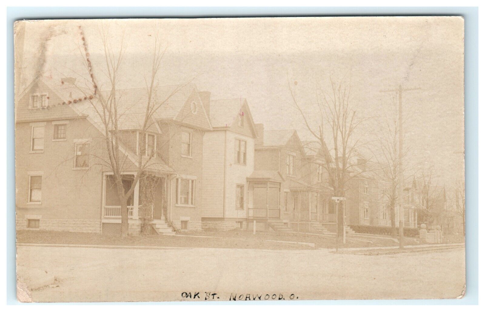 1909 Oak Street View Residences Homes Norwood OH Ohio RPPC Postcard