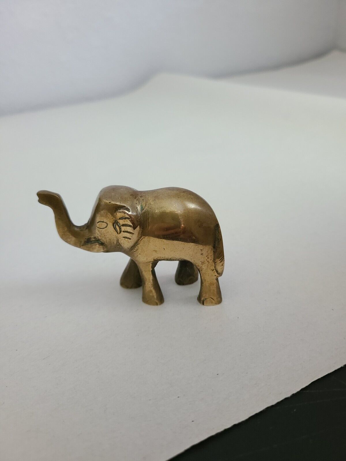 Vintage Mini Solid Brass Elephant Figurine Decor, Apr 2