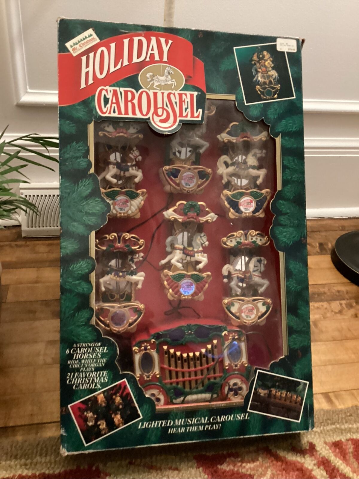 1992 Mr. Christmas Holiday Carousel Calliope 6-Horse 21-Carol Music Lights WORKS