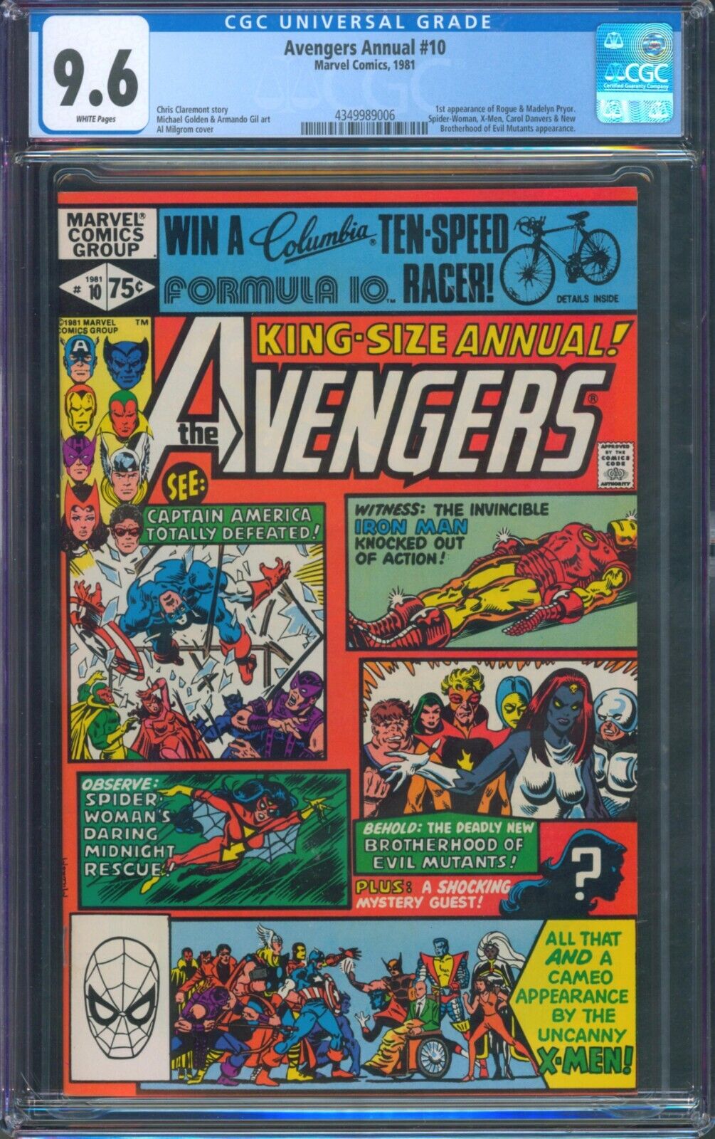 Avengers Annual #10 ⭐ CGC 9.6 WHITE PGs ⭐ 1st App of ROGUE + MADELYN PRYOR 1981