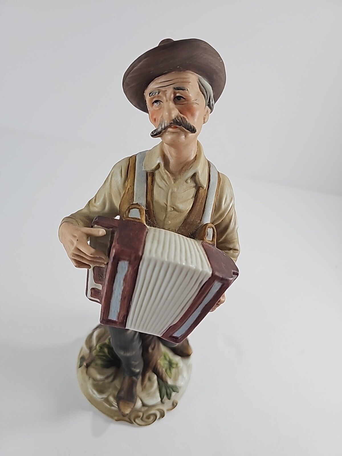 Vintage Old World Man Musician Playing The Accordion Porcelain Figurine 11 Inch
