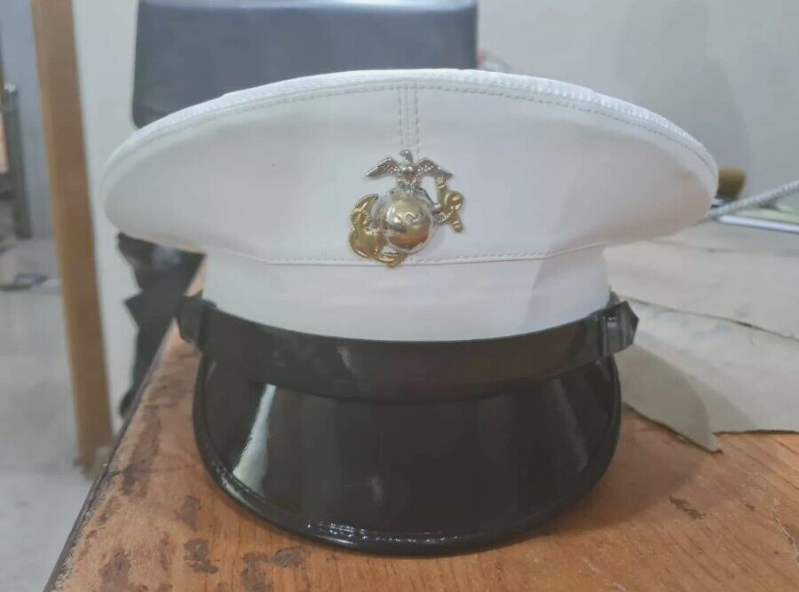 USMC Dress Blues Marine Hat White Vinyl New, Never Worn Authentic Military Hats
