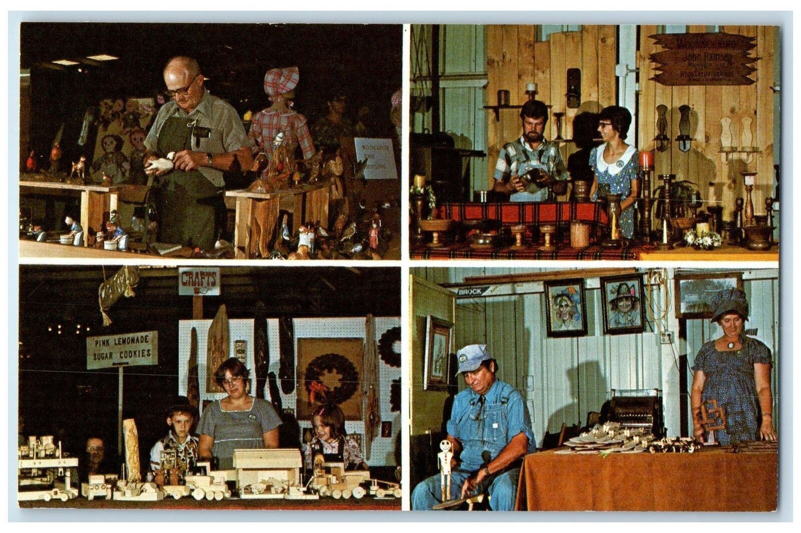 c1960's Midwest Old Settlers & Threshers Crafts Display Mt. Pleasant IA Postcard