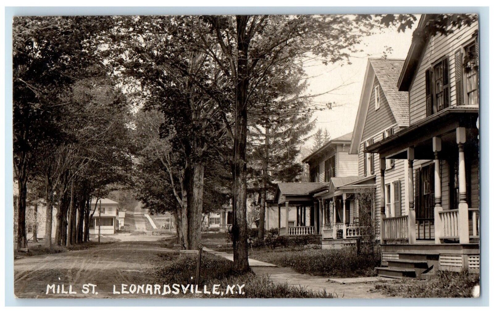 1919 Mill Street Beach Series Leonardsville NY RPPC Photo Posted Postcard