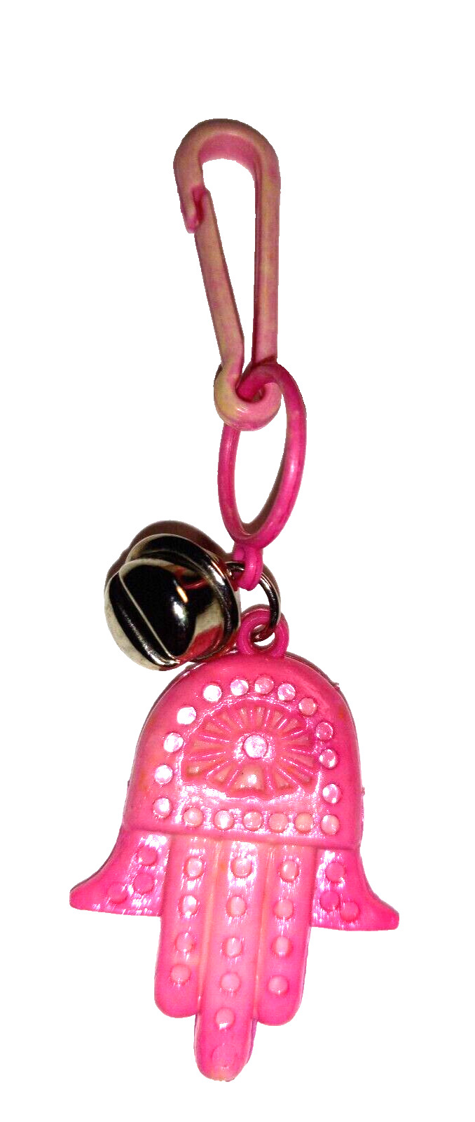 Vintage 1980s Plastic Charm Hamsa Hand Pink Charms Necklace Clip On Retro