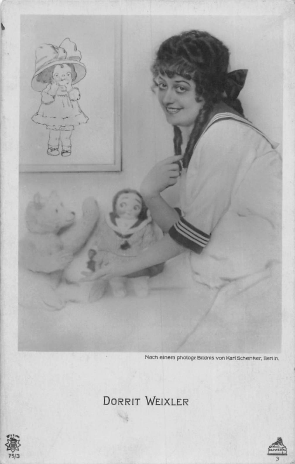 J77/ Teddy Bear Postcard c1910 Toy Dorrit Weixler RPPC Berlin Germany 345
