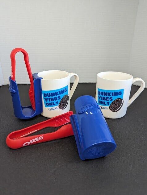 Oreo Dunk Set Dunking Vibes Only Set of 2 Mugs Cookie Holders And Tongs