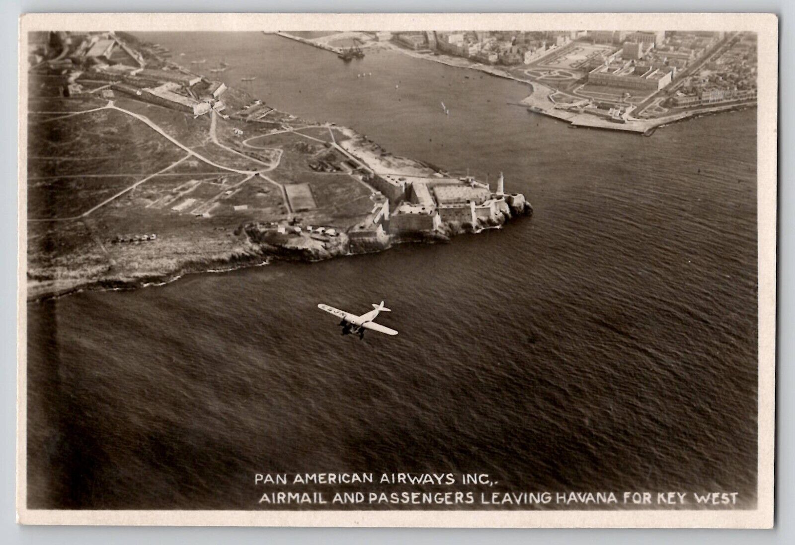 Pan American Airways Plane Fokker Havana Cuba Key West FL RPPC Photo Postcard