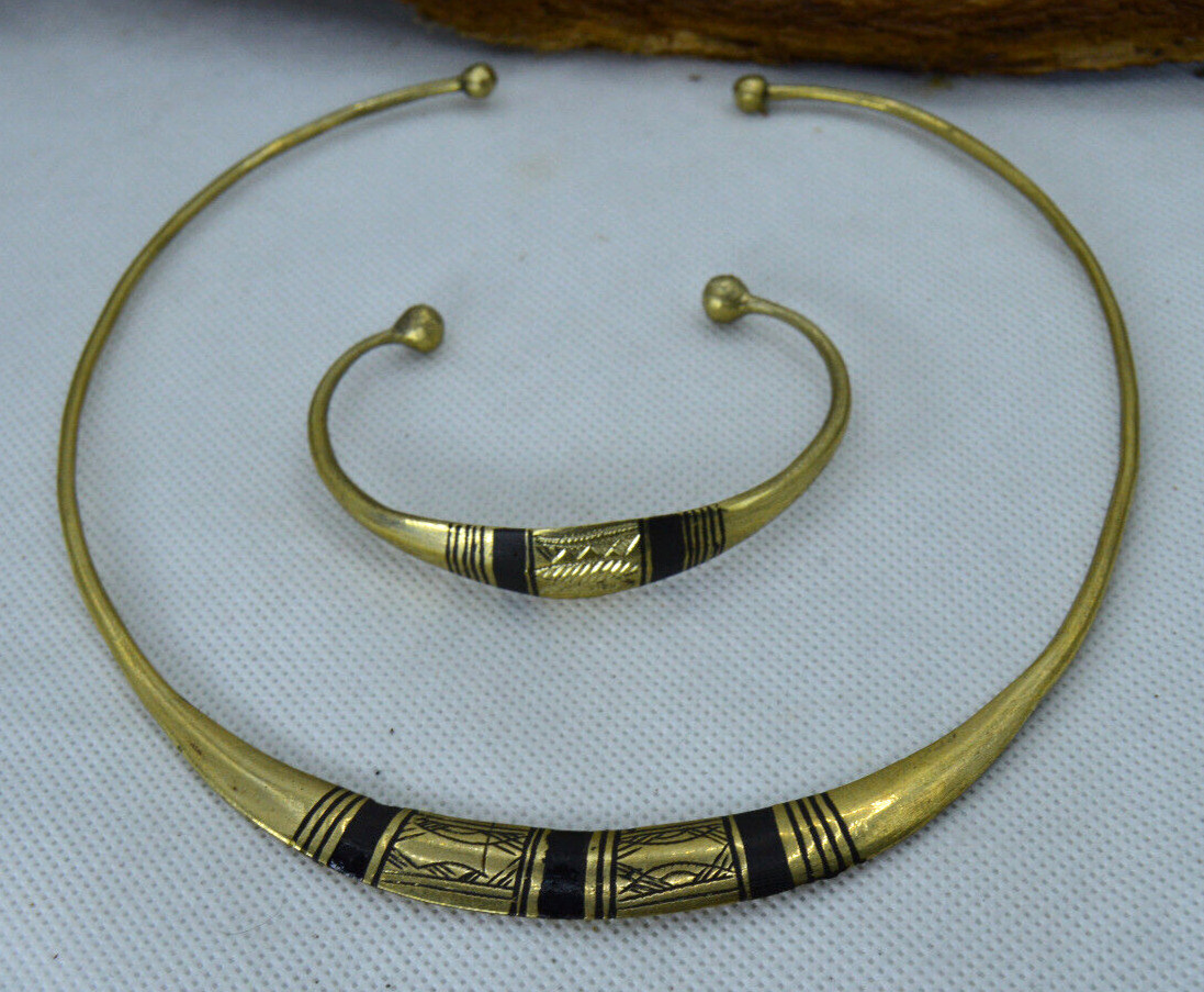 RARE EXTREMELY ANCIENT NECKLACE BRACELET BRONZE VIKING VERY STUNNING AUTHENTIC