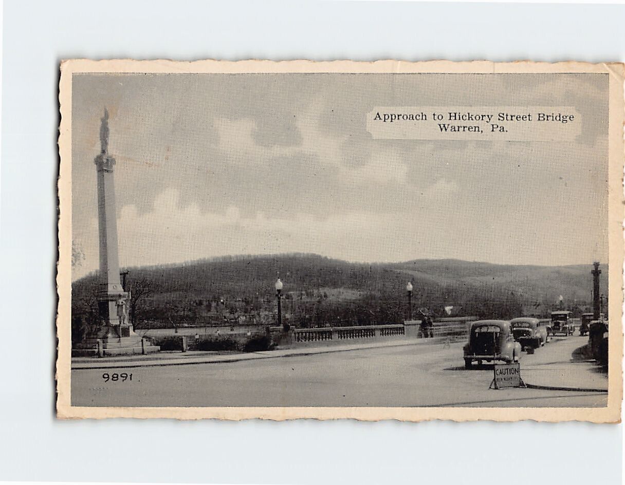 Postcard Approach to Hickory Street Bridge Warren Pennsylvania USA