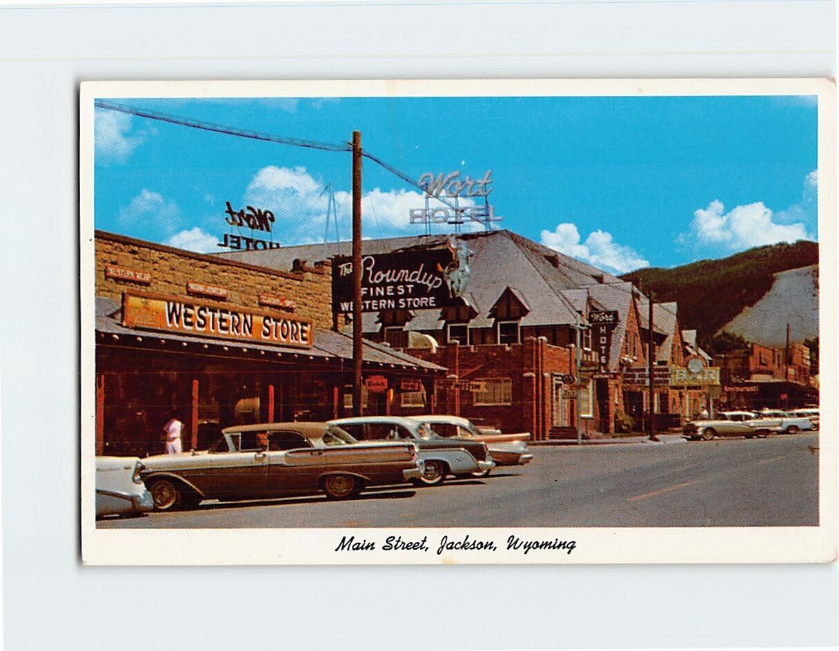 Postcard Main Street Jackson Wyoming USA