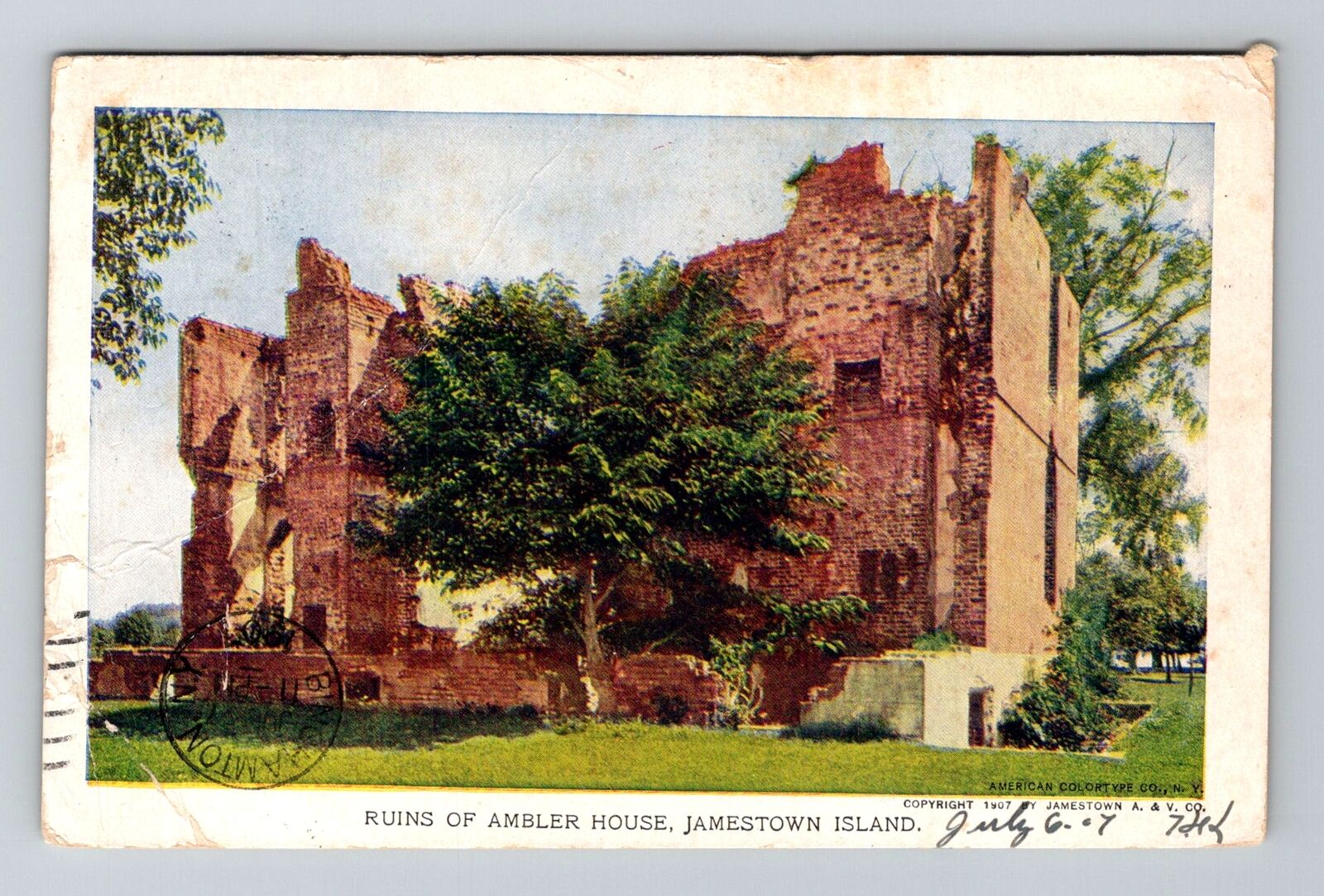 Jamestown VA-Virginia, Ruins of Ambler House, c1907 Vintage Postcard